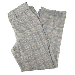 Talbots Womens Pants Plaid Wool Blend Trousers Size 6P Gray Brown JJ3908